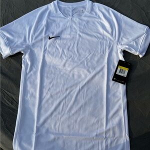 Nike Men’s White Short Sleeve Dri-FIT Soccer Jersey with Black Swoosh